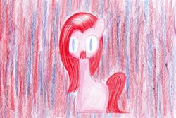 Size: 1024x682 | Tagged: dead source, safe, artist:unousaya, pinkie pie, g4, fangs, female, solo, traditional art