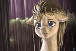 Size: 1000x676 | Tagged: safe, artist:mrs1989, doctor whooves, time turner, earth pony, pony, g4, animated, david tennant, doctor who, female, floppy ears, male, mare, parody, ponified, rain, reaction image, sad, solo, stallion, tenth doctor, wet mane