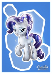 Size: 724x1023 | Tagged: safe, artist:mysticalpha, rarity, crystal pony, pony, g4, crystallized, female, raised hoof, solo