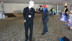 Size: 6000x3376 | Tagged: safe, crab, human, bronycon, 2013, backstab, barely pony related, caught, cosplay, irl, irl human, photo, slenderman, spy, spy (tf2), team fortress 2