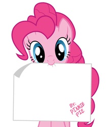 Size: 600x689 | Tagged: source needed, safe, pinkie pie, earth pony, pony, g4, blank, exploitable meme, female, insert picture here, mare, meme, mouth hold, pinkie's drawing meme, simple background, solo, template, white background