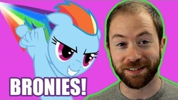 Size: 479x270 | Tagged: safe, rainbow dash, human, g4, 1000 years in photoshop, brony, here's an idea, irl, irl human, meta, mike rugnetta, pbs idea channel, photo