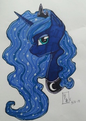 Size: 1548x2185 | Tagged: safe, artist:sukino-sakura, princess luna, g4, female, solo, traditional art