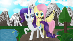 Size: 3565x2005 | Tagged: safe, artist:misterjuly, fluttershy, rarity, g4, duo, high res