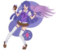 Size: 3300x2362 | Tagged: safe, artist:angiedarkdem0n, twilight sparkle, human, g4, clothes, female, high res, humanized, skirt, solo, twilight sparkle (alicorn), winged humanization