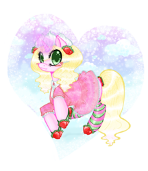 Size: 4212x4876 | Tagged: safe, artist:x-cherryhime-x, pony, unicorn, absurd resolution, clothes, dress, magic, solo, strawberry