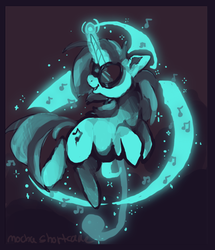 Size: 600x698 | Tagged: safe, artist:mocha-shortcake, dj pon-3, vinyl scratch, g4, female, limited palette, magic, solo