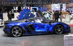 Size: 1500x938 | Tagged: dead source, safe, artist:chevrolet-evilimpala, princess luna, pony, g4, car, irl, itasha, lamborghini, lamborghini aventador, photo