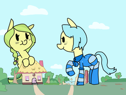 Size: 4753x3600 | Tagged: safe, artist:meowing-ghost, oc, oc only, oc:sequoia, oc:ultramare, earth pony, pony, macro