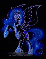 Size: 702x900 | Tagged: safe, artist:donika-schovina, nightmare moon, g4, female, solo, traditional art