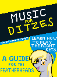 Size: 196x264 | Tagged: safe, artist:herooftime1000, derpy hooves, pegasus, pony, octavia in the underworld's cello, g4, for dummies, parody, pixel art, text