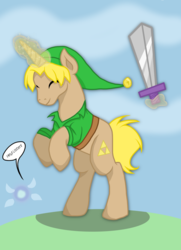 Size: 1024x1412 | Tagged: safe, artist:knight-of-bacon, crossover, link, ponified, the legend of zelda