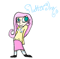 Size: 450x444 | Tagged: safe, artist:coyotoscoping, fluttershy, human, g4, female, humanized, solo