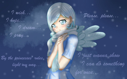 Size: 1024x640 | Tagged: safe, artist:sora-tsukiyo, oc, oc only, oc:snowdrop, human, humanized, snow, snowfall, solo, winter