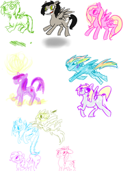 Size: 932x1292 | Tagged: safe, artist:coyotoscoping, applejack, derpy hooves, fluttershy, pinkie pie, rainbow dash, twilight sparkle, oc, pegasus, pony, g4, female, mare