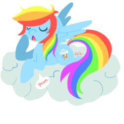Size: 400x400 | Tagged: safe, artist:professorsly, rainbow dash, g4, cloud, female, simple background, solo, transparent background, yawn
