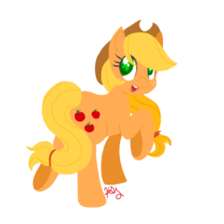 Size: 500x500 | Tagged: safe, artist:professorsly, applejack, g4, female, looking back, simple background, smiling, solo, transparent background, underhoof