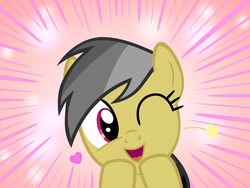 Size: 1600x1200 | Tagged: safe, artist:s.guri, daring do, pony, g4, americano exodus, cute, daring dorable, female, happy, heart, looking at you, open mouth, palette swap, parody, smiling, solo, stars, vector, wink