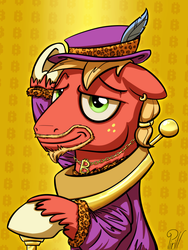 Size: 3000x4000 | Tagged: safe, artist:pirill, big macintosh, earth pony, pony, g4, 30 minute art challenge, alternate hairstyle, bling, clothes, earring, hat, male, necklace, pimp, pimp hat, solo, stallion