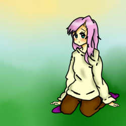 Size: 900x900 | Tagged: safe, artist:cookiestaralani, fluttershy, human, g4, clothes, female, humanized, solo, sweatershy