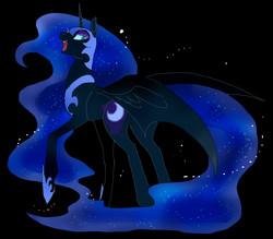 Size: 720x630 | Tagged: safe, artist:pasikon, nightmare moon, alicorn, pony, g4, black background, female, mare, open mouth, simple background, solo