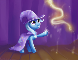 Size: 937x732 | Tagged: safe, artist:helixwonder, trixie, pony, unicorn, g4, female, magic, mare, solo, stage