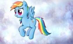 Size: 1000x600 | Tagged: safe, artist:nunitko, rainbow dash, pegasus, pony, g4, female, flying, mare, smiling, solo