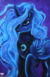 Size: 645x1000 | Tagged: safe, artist:php174, princess luna, g4, female, hair over one eye, solo, traditional art