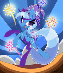 Size: 800x933 | Tagged: safe, artist:pegasisters82, trixie, pony, unicorn, g4, female, fireworks, mare, skinny, solo, thin
