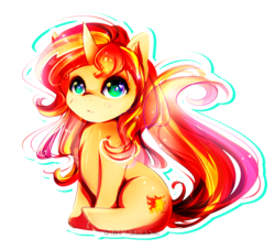 Size: 2200x2000 | Tagged: dead source, safe, artist:koveliana, sunset shimmer, pony, unicorn, g4, chromatic aberration, color porn, female, heart eyes, high res, simple background, solo, transparent background, wingding eyes