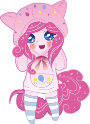Size: 314x433 | Tagged: safe, artist:chii---chan, pinkie pie, human, g4, chibi, clothes, female, hoodie, humanized, socks, solo, striped socks