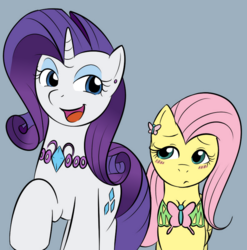 Size: 791x800 | Tagged: safe, artist:kloudmutt, fluttershy, rarity, g4, necklace