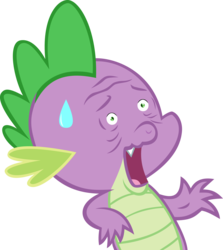 Size: 3749x4204 | Tagged: safe, artist:blmn564, spike, dragon, g4, faic, male, open mouth, reaction image, shrunken pupils, simple background, solo, sweat, sweatdrop, transparent background, vector