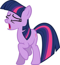 Size: 3335x3575 | Tagged: safe, artist:porygon2z, twilight sparkle, earth pony, pony, g4, earth pony twilight, eyes closed, female, high res, mare, missing horn, open mouth, race swap, raised hoof, simple background, solo, transparent background, vector
