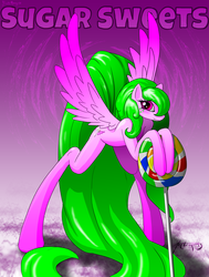 Size: 1755x2320 | Tagged: safe, artist:anthropony, oc, oc only, oc:sugar sweets, pegasus, pony, lollipop, solo