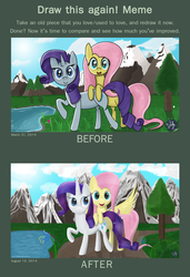 Size: 1920x2800 | Tagged: safe, artist:misterjuly, fluttershy, rarity, g4, draw this again