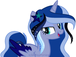 Size: 986x736 | Tagged: safe, artist:iartsyponies, oc, oc only, oc:starbust sprinkle, alicorn, pony, alicorn oc, blue, simple background, solo, transparent background