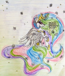 Size: 1742x2048 | Tagged: safe, artist:flufffur, princess celestia, g4, female, solo, traditional art