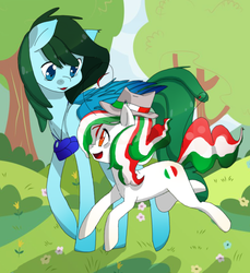 Size: 1600x1750 | Tagged: safe, artist:kiecookie, oc, oc only, duo, italy, nation ponies, san marino