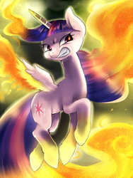 Size: 1050x1400 | Tagged: safe, artist:ayahana, twilight sparkle, alicorn, pony, g4, female, mane of fire, mare, pixiv, solo, twilight sparkle (alicorn)