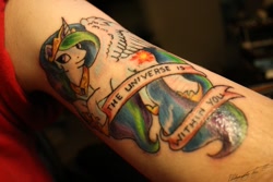 Size: 1095x730 | Tagged: safe, artist:auroriia, artist:spiggy-the-cat, princess celestia, g4, irl, photo, tattoo