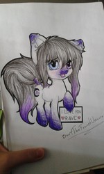 Size: 768x1280 | Tagged: safe, artist:bertthefrenchunicorn, oc, oc only, oc:moon splash, chibi, cute, solo, traditional art