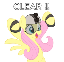 Size: 1631x1574 | Tagged: safe, artist:hidden-cat, fluttershy, pegasus, pony, g4, battlefield, battlefield 3, defibrillator, female, mare, medic, military, open mouth, simple background, solo, transparent background