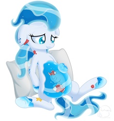 Size: 1697x1805 | Tagged: safe, artist:puetsua, oc, oc only, oc:sea breeze, fish, object pony, original species, clothes, cute, fetus, fishbowl, fishbowl stomach, foal, ponified, pregnant, see-through, transparent flesh, wat, water