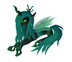 Size: 2200x1900 | Tagged: safe, artist:fancymareinblue, queen chrysalis, changeling, changeling queen, g4, crown, female, hair over one eye, jewelry, regalia, solo