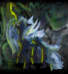 Size: 1100x1200 | Tagged: safe, artist:staticdragon1, queen chrysalis, changeling, changeling queen, g4, crown, female, jewelry, regalia, solo