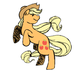 Size: 3732x3456 | Tagged: safe, artist:eeveegirl, applejack, g4, female, high res, looking back, rearing, simple background, solo, transparent background