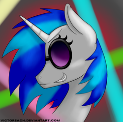 Size: 3723x3689 | Tagged: safe, artist:victoreach, dj pon-3, vinyl scratch, g4, bust, female, high res, portrait, smiling, solo