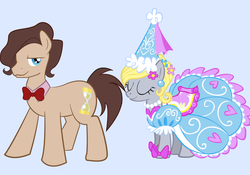 Size: 1421x993 | Tagged: safe, edit, derpy hooves, doctor whooves, time turner, pegasus, pony, g4, clothes, dress, female, hat, mare