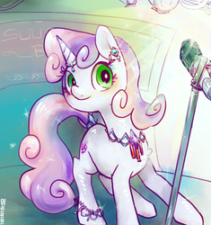 Size: 640x680 | Tagged: safe, artist:mirululu, sweetie belle, pony, g4, female, microphone, older, solo